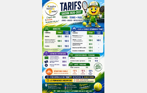 Nouveaux tarifs Saison 2026-2027